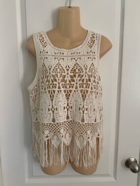 Love Tree Boho Crochet Fringe Tank Top